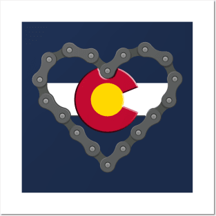 Colorado Flag Heart Bike Chain Cyclist Posters and Art